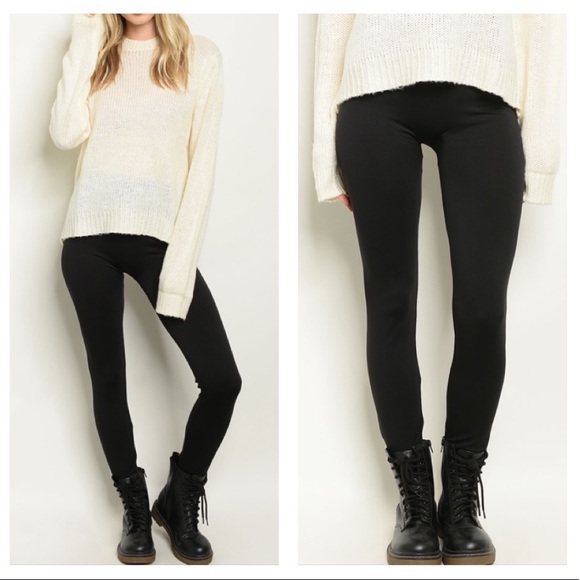 Black fleece lined leggings - Picture 3 of 8